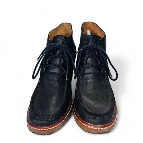 Johnston & Murphy Moc Toe Crepe Sole Wedge Boots 78-50801 Black Leather Women's - Picture 3 of 11